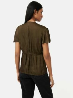 Recycled Satin Drape Top | Khaki 9 Recycled Satin Drape Top | Khaki -Jigsaw Shop J46865 GN020 5