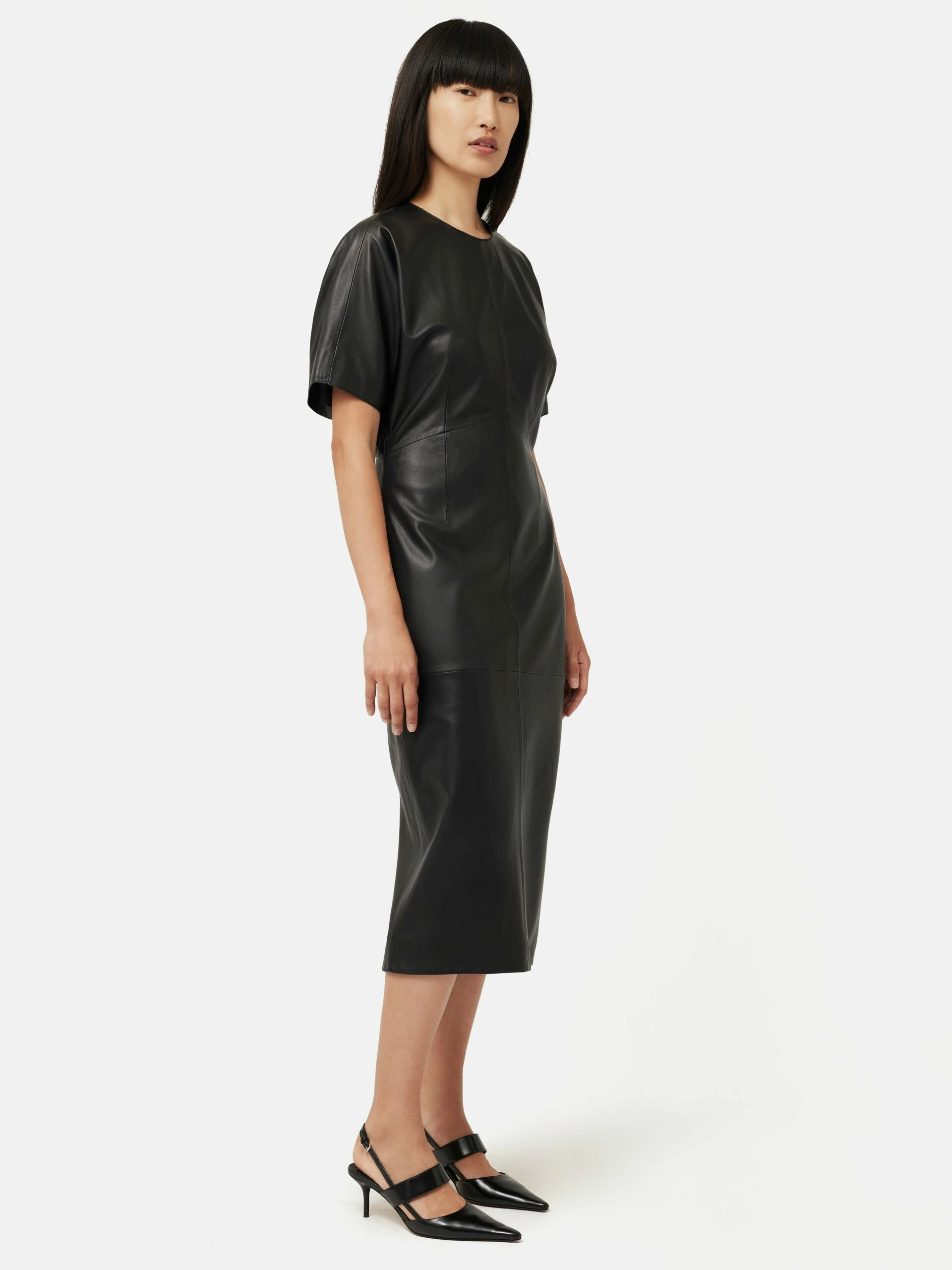 Leather Midi Dress | Black 1 Leather Midi Dress | Black