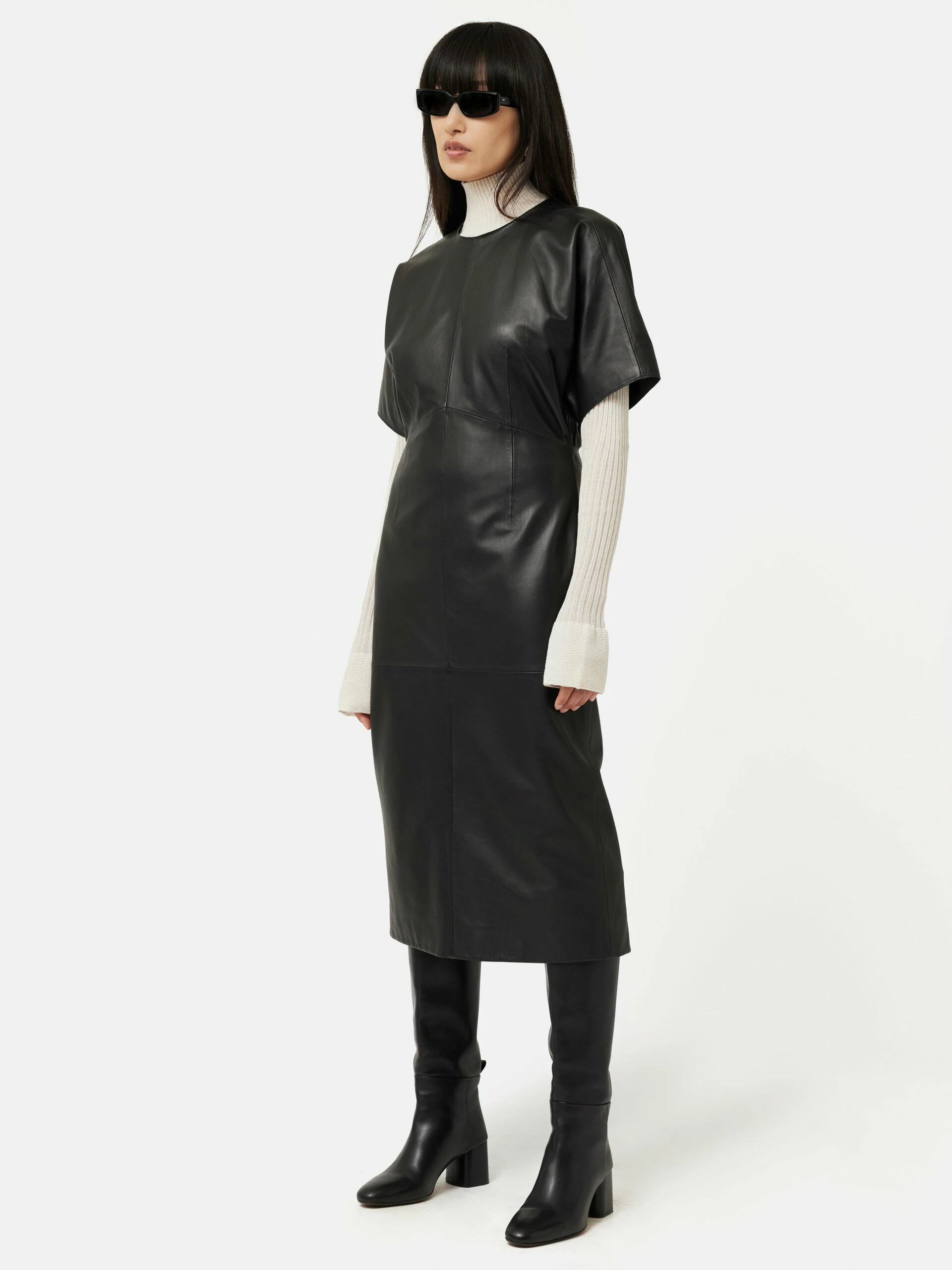 Leather Midi Dress | Black 3 Leather Midi Dress | Black - Image 3