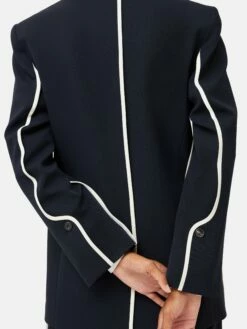 Piped Detail Tailored Blazer | Navy