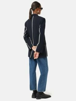 Piped Detail Tailored Blazer | Navy 11 Piped Detail Tailored Blazer | Navy -Jigsaw Shop J46895 BL010 2