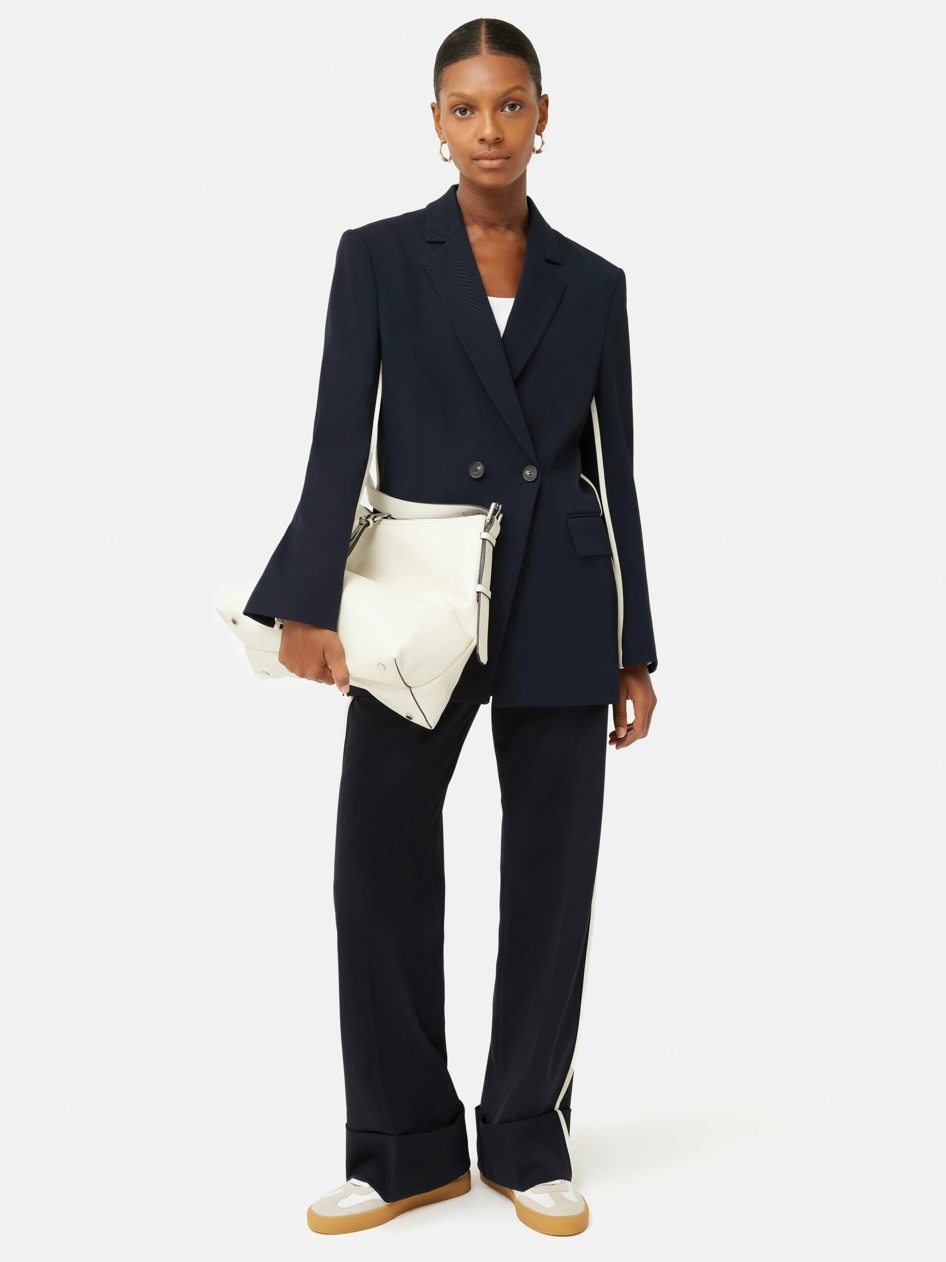 Piped Detail Tailored Blazer | Navy 5 Piped Detail Tailored Blazer | Navy - Image 5