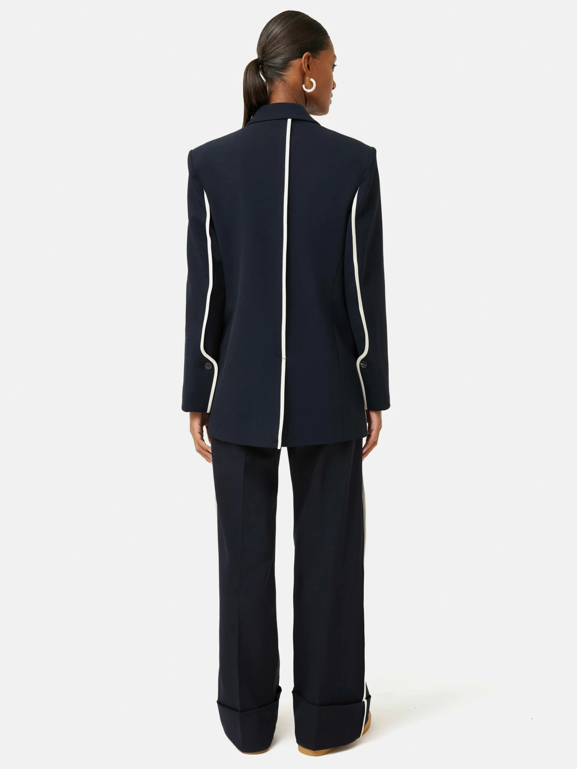 Piped Detail Tailored Blazer | Navy 6 Piped Detail Tailored Blazer | Navy - Image 6