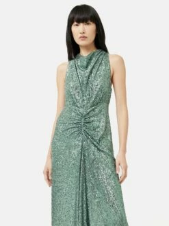 Sequin High Neck Dress | Aqua -Jigsaw Shop J46935 BL004 3