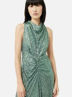 Sequin High Neck Dress | Aqua -Jigsaw Shop J46935 BL004 7