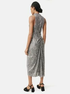Sequin High Neck Dress | Gunmetal -Jigsaw Shop J46935 GY012 5