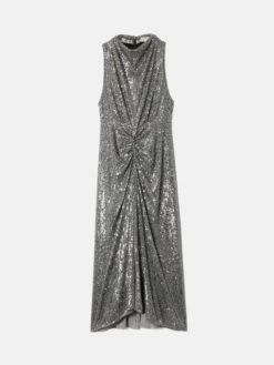Sequin High Neck Dress | Gunmetal -Jigsaw Shop J46935 GY012 STILL 10 1