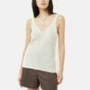 Linen Cotton V Neck Vest | Ivory