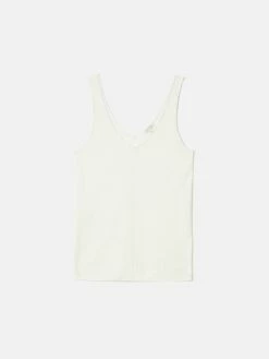 Linen Cotton V Neck Vest | Ivory -Jigsaw Shop J46991 CR018 STILL 10