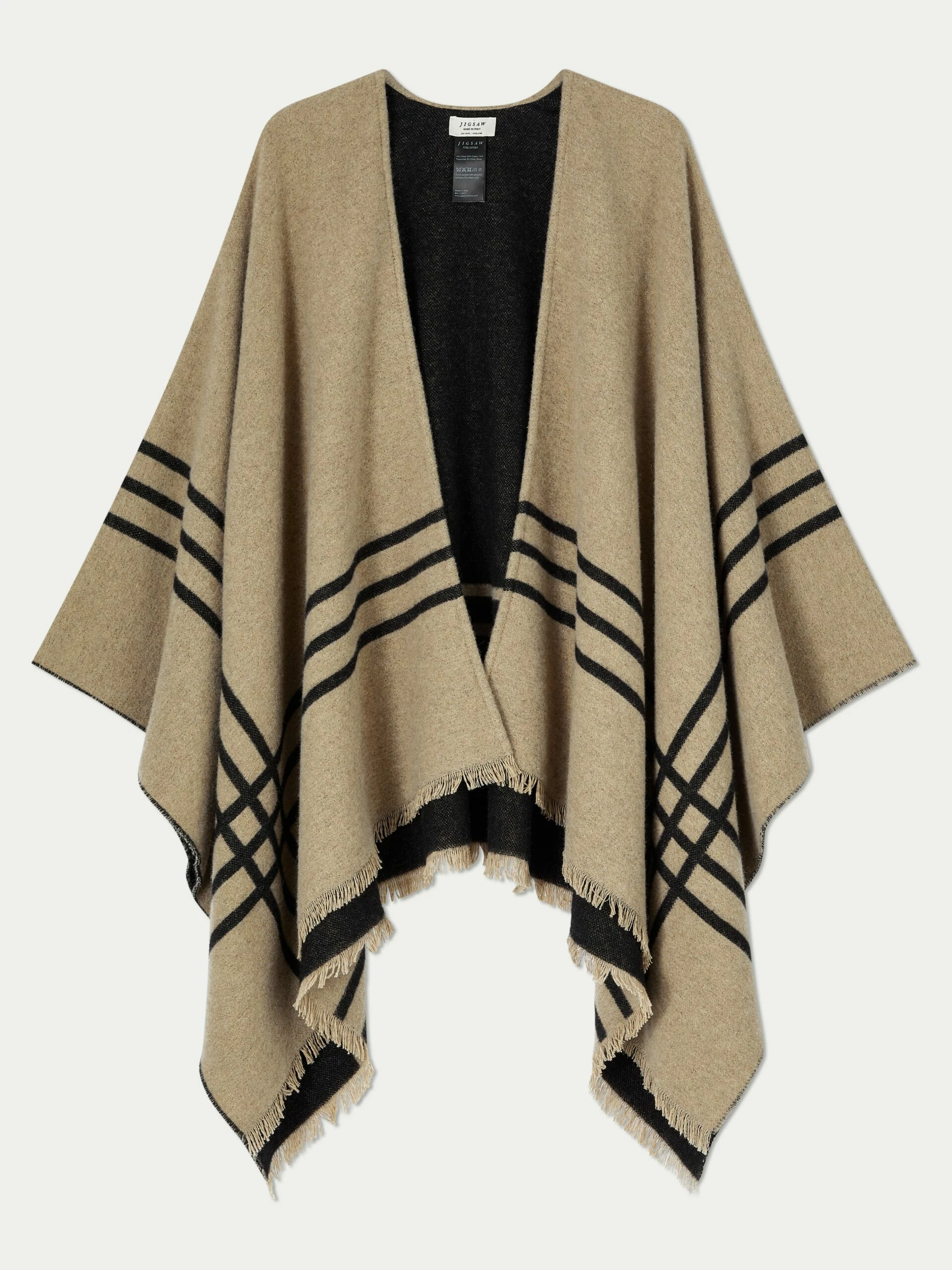 Checked Wool Blend Reversible Cape | Brown 7 Checked Wool Blend Reversible Cape | Brown - Image 7