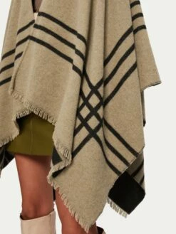 Checked Wool Blend Reversible Cape | Brown 9 Checked Wool Blend Reversible Cape | Brown -Jigsaw Shop J47024 BR000 2