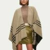Checked Wool Blend Reversible Cape | Brown