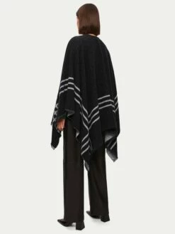 Checked Wool Blend Reversible Cape | Grey -Jigsaw Shop J47024 GY000 6