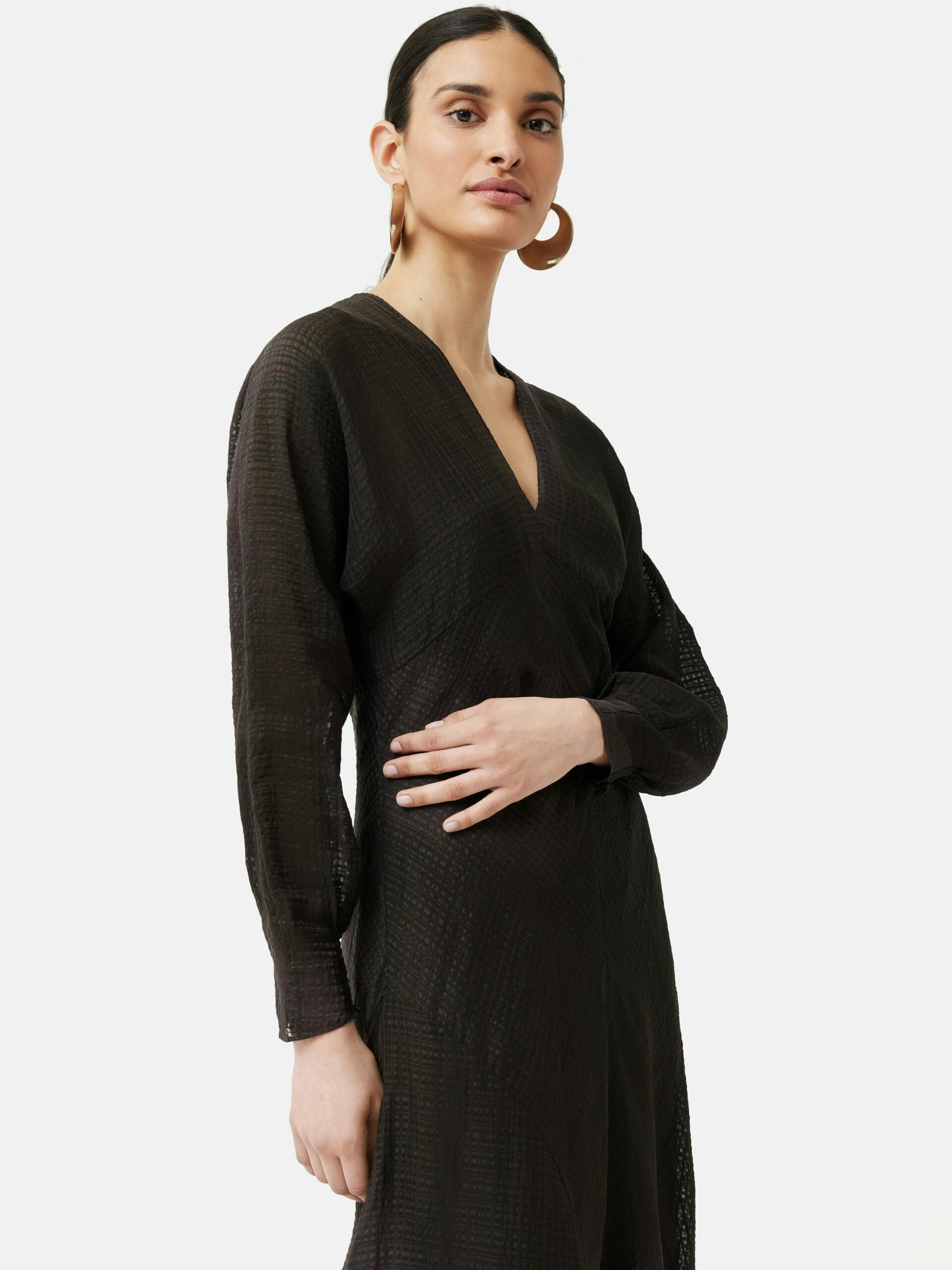 Silk Linen Gauze Maxi Dress | Brown 5 Silk Linen Gauze Maxi Dress | Brown - Image 5