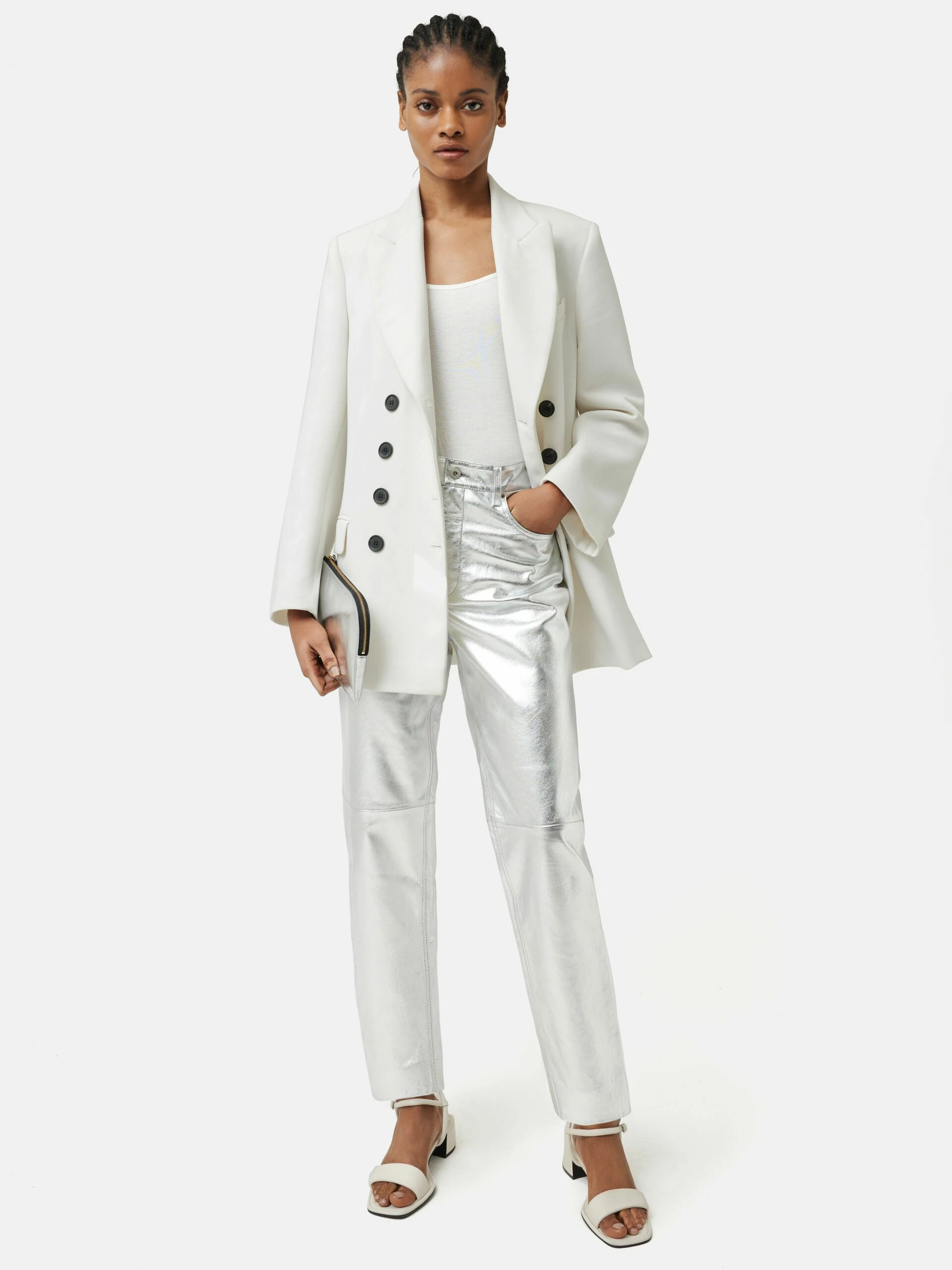 Delmont Leather Straight Jean | Silver 3 Delmont Leather Straight Jean | Silver - Image 3