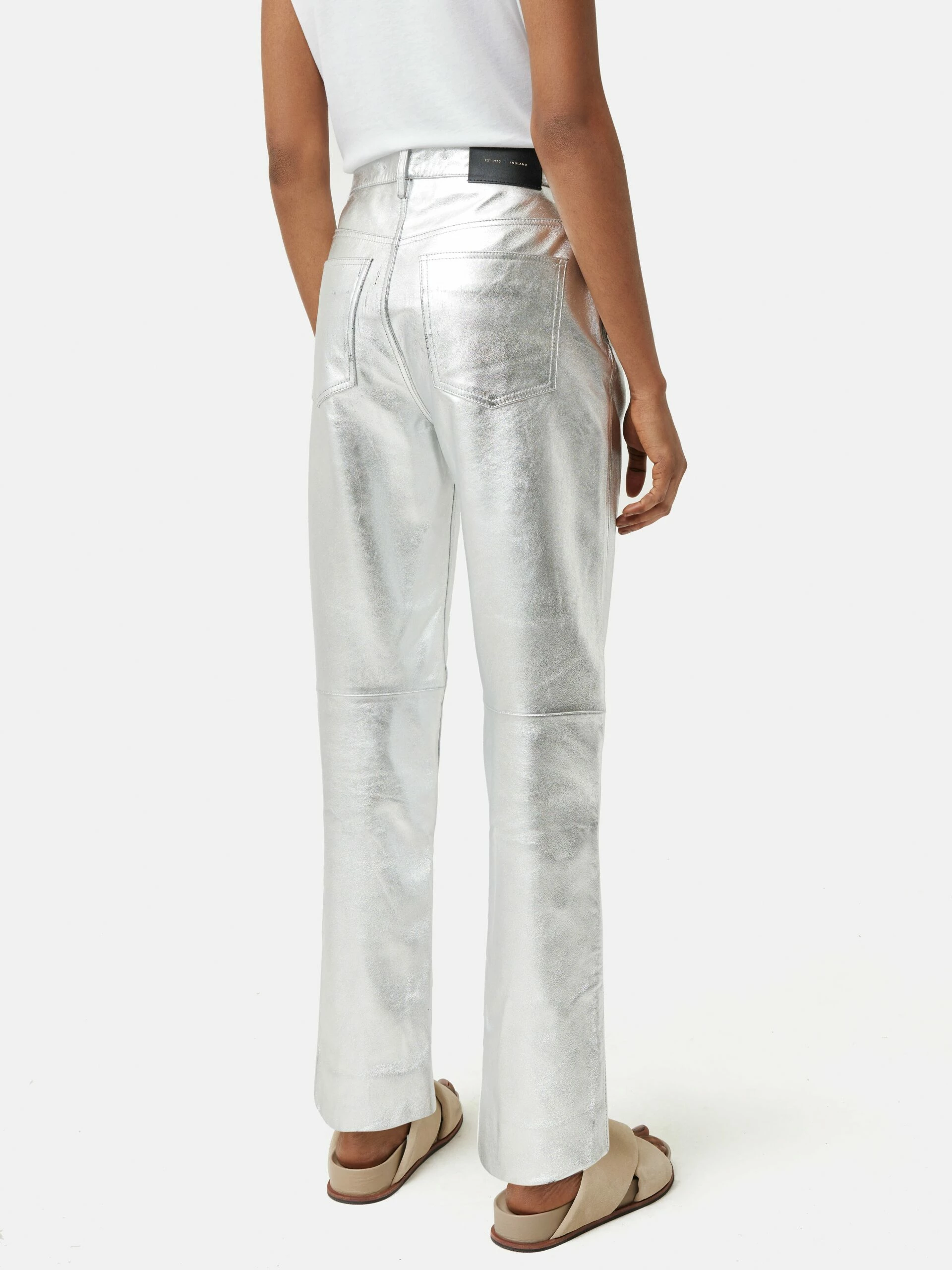 Delmont Leather Straight Jean | Silver 5 Delmont Leather Straight Jean | Silver - Image 5