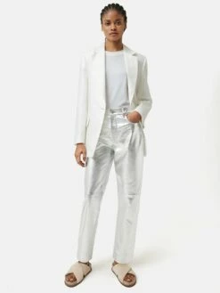 Delmont Leather Straight Jean | Silver 10 Delmont Leather Straight Jean | Silver -Jigsaw Shop J47114 GY009 9