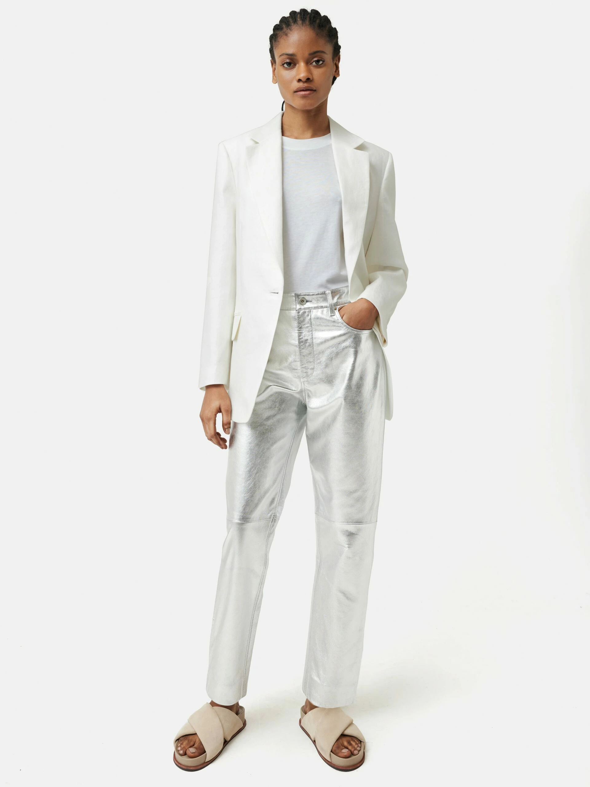 Delmont Leather Straight Jean | Silver 4 Delmont Leather Straight Jean | Silver - Image 4