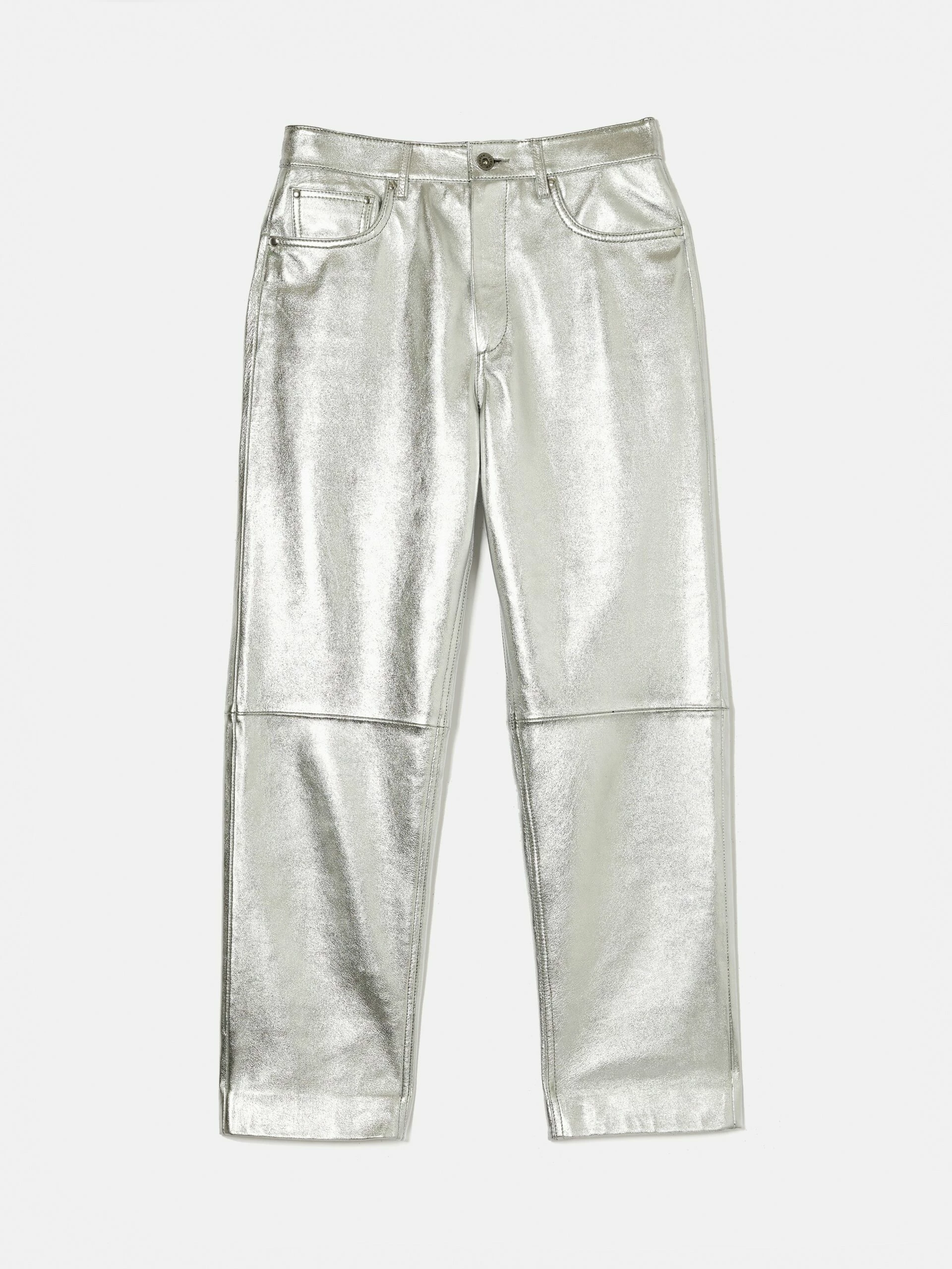 Delmont Leather Straight Jean | Silver 6 Delmont Leather Straight Jean | Silver - Image 6