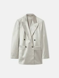 Velvet Double Breasted Blazer | Grey -Jigsaw Shop J47118 GY000 STILL 10