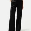 Velvet Wide Leg Trouser | Black