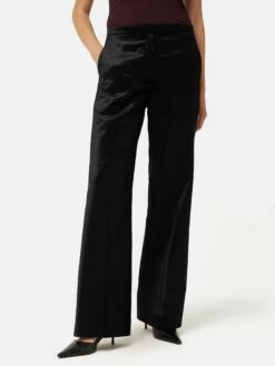 Velvet Wide Leg Trouser | Black