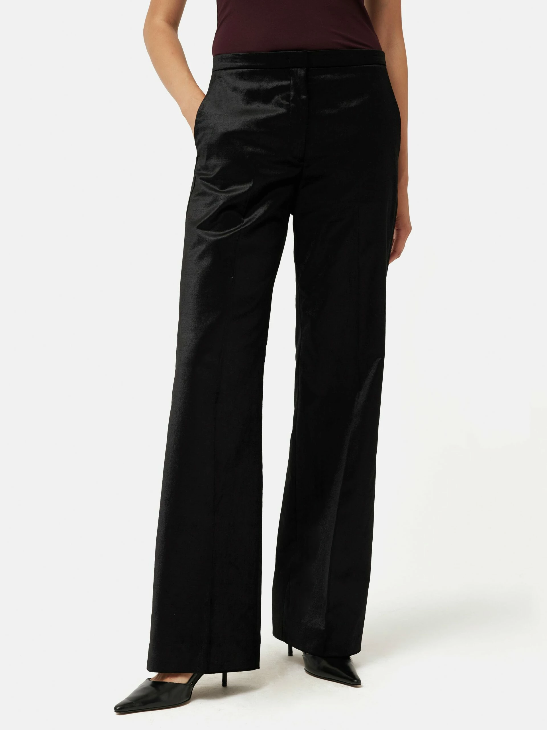 Velvet Wide Leg Trouser | Black 1 Velvet Wide Leg Trouser | Black