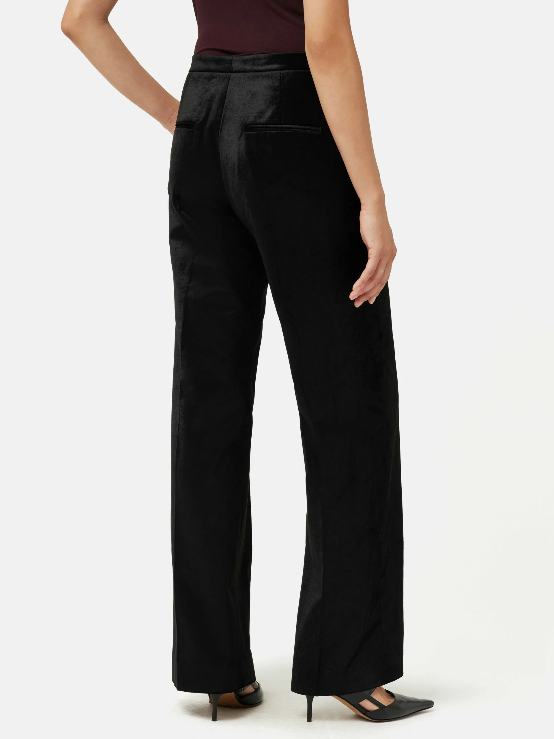 Velvet Wide Leg Trouser | Black 4 Velvet Wide Leg Trouser | Black - Image 4