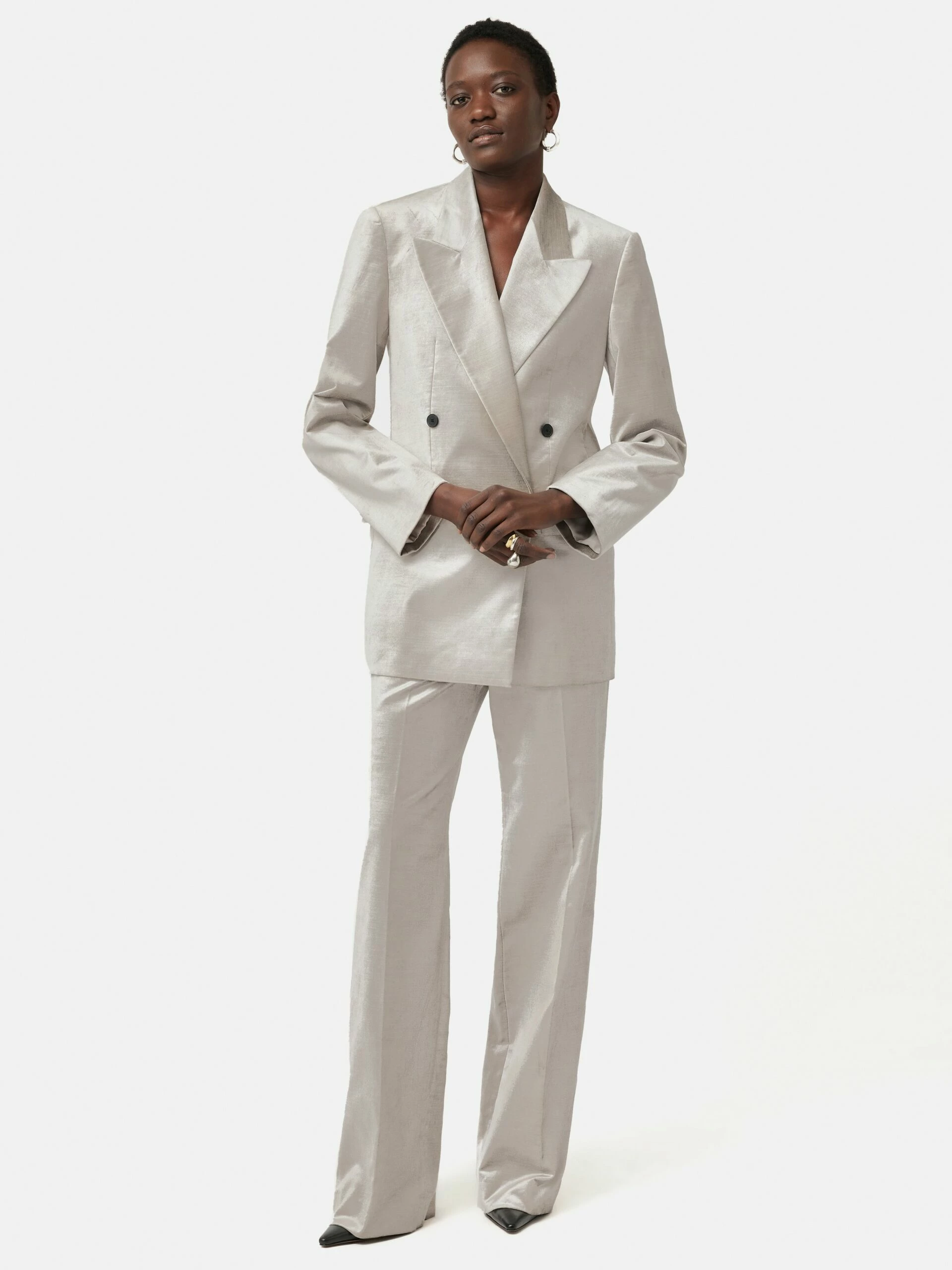 Velvet Wide Leg Trouser | Grey 4 Velvet Wide Leg Trouser | Grey - Image 4