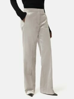 Velvet Wide Leg Trouser | Grey