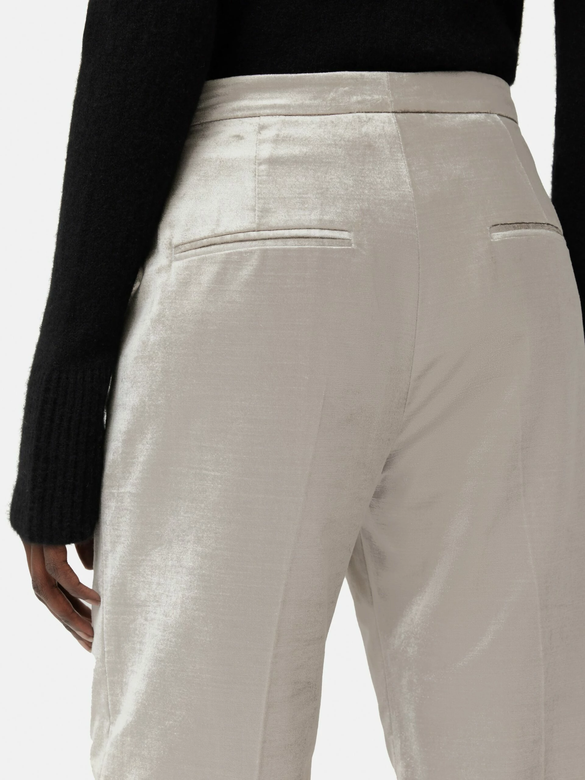 Velvet Wide Leg Trouser | Grey 6 Velvet Wide Leg Trouser | Grey - Image 6