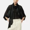 Crinkle Viscose Scarf Top | Black