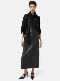 Crinkle Viscose Scarf Top | Black -Jigsaw Shop J47122 BK000 3