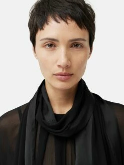 Crinkle Viscose Scarf Top | Black -Jigsaw Shop J47122 BK000 4
