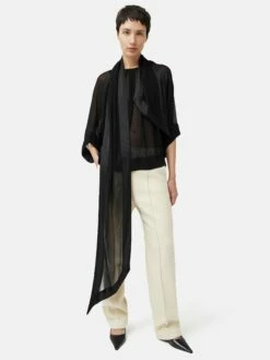 Crinkle Viscose Scarf Top | Black -Jigsaw Shop J47122 BK000 7