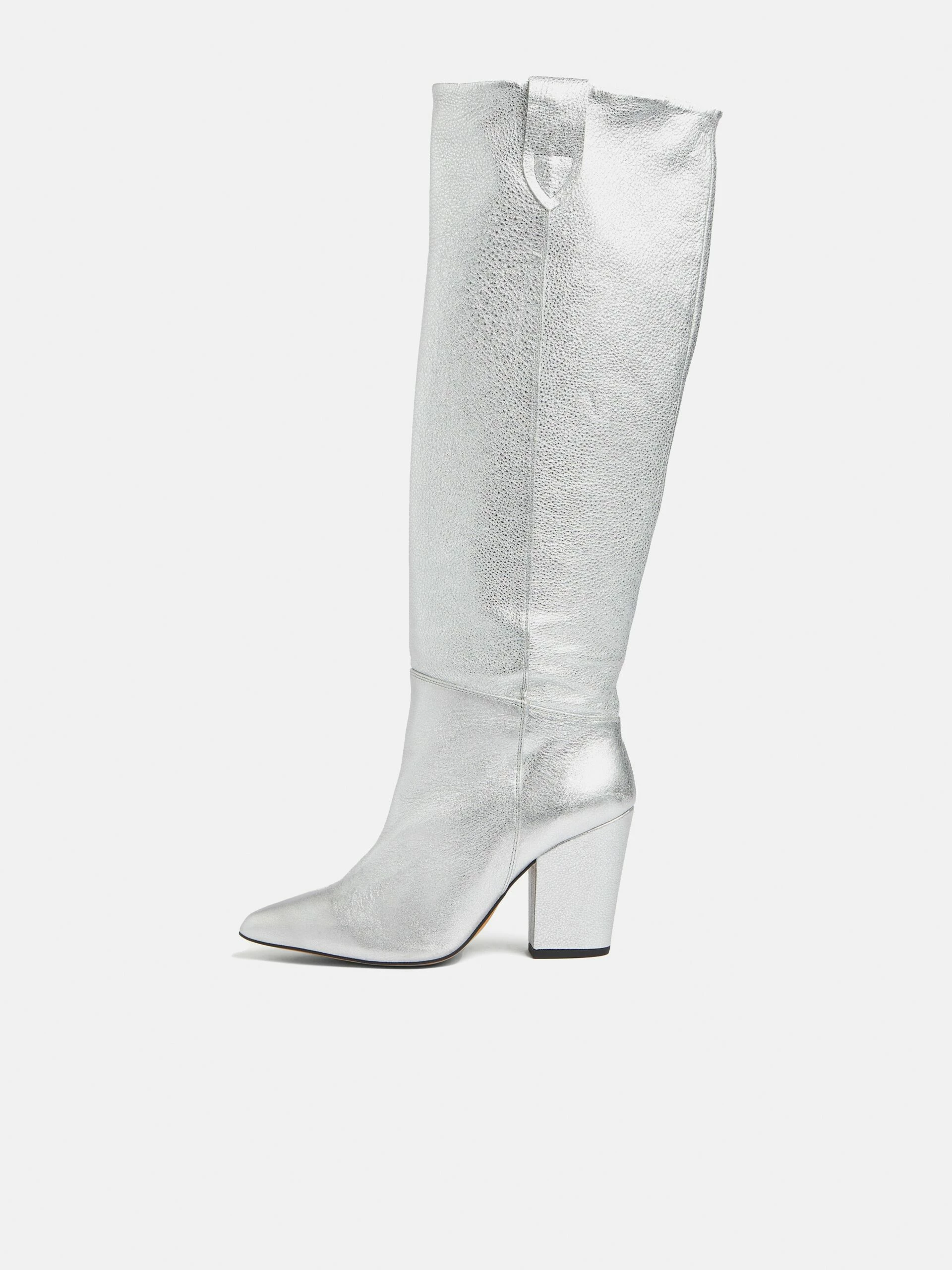 Anika Knee High Heeled Boot | Silver 5 Anika Knee High Heeled Boot | Silver - Image 5