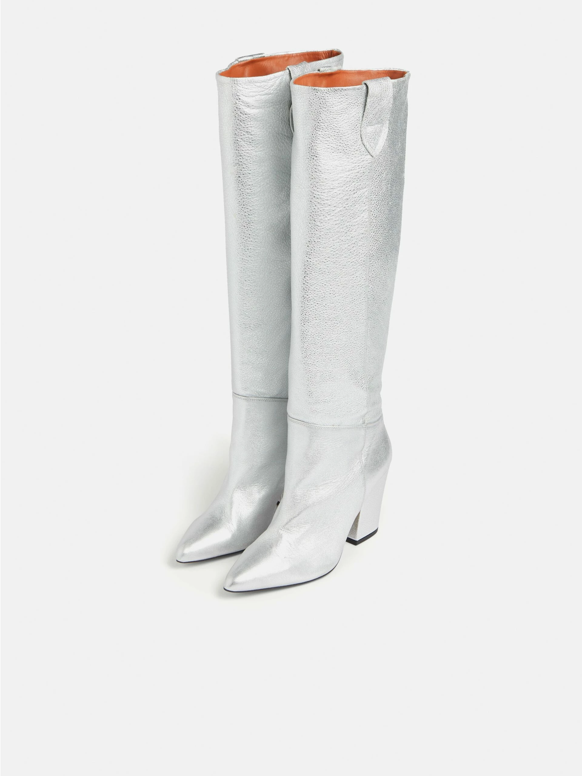 Anika Knee High Heeled Boot | Silver 1 Anika Knee High Heeled Boot | Silver