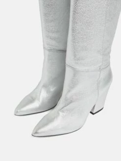 Anika Knee High Heeled Boot | Silver 8 Anika Knee High Heeled Boot | Silver -Jigsaw Shop J47131 GY009 STILL 4