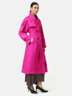 Nelson Silk Trench Coat | Pink -Jigsaw Shop J47206 PI000 0