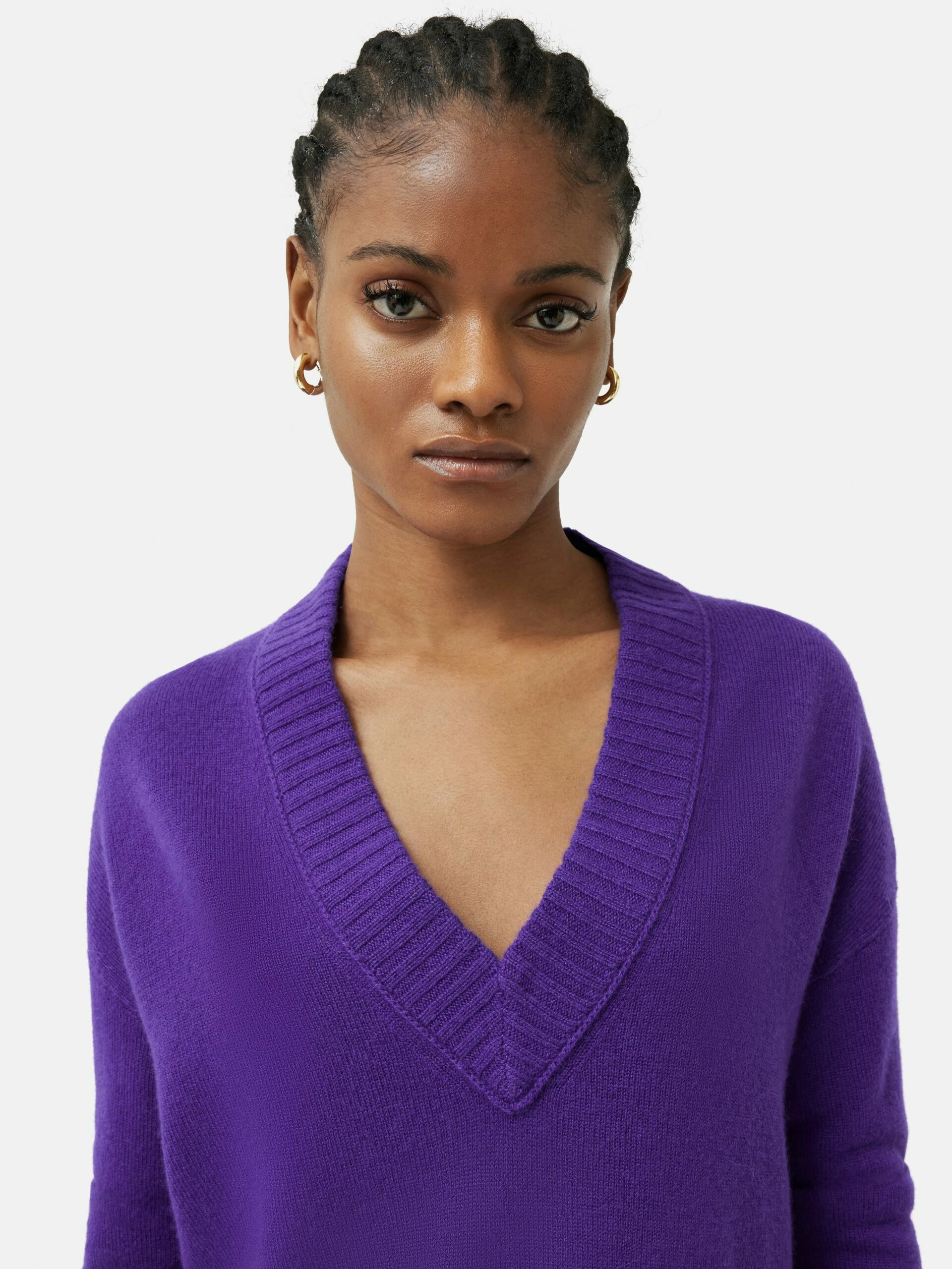 Cloud Cashmere V Neck Jumper | Purple 3 Cloud Cashmere V Neck Jumper | Purple - Image 3
