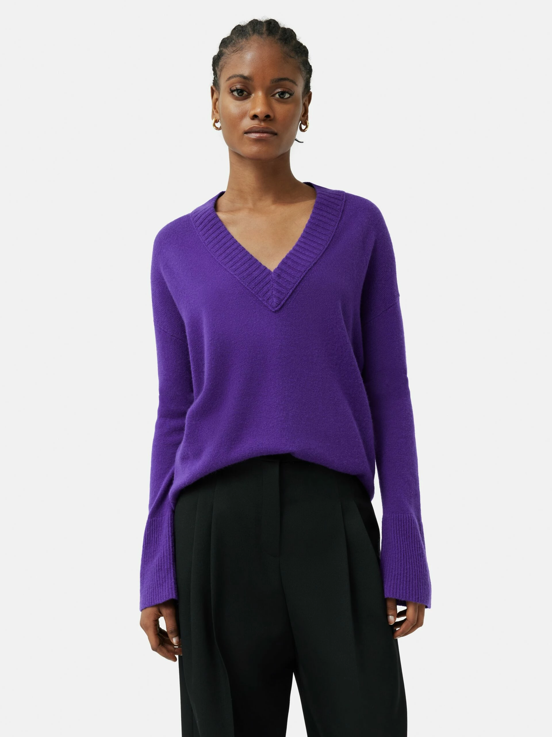 Cloud Cashmere V Neck Jumper | Purple 1 Cloud Cashmere V Neck Jumper | Purple
