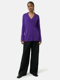 Cloud Cashmere V Neck Jumper | Purple 10 Cloud Cashmere V Neck Jumper | Purple -Jigsaw Shop J47246 PU000 4