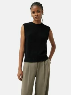 Cashmere Crew Neck Tank | Black -Jigsaw Shop J47265 BK000 2