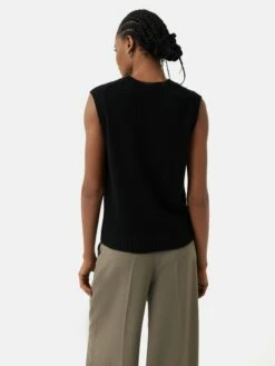 Cashmere Crew Neck Tank | Black -Jigsaw Shop J47265 BK000 5
