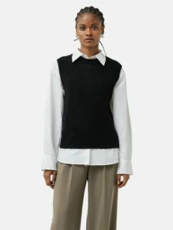 Cashmere Crew Neck Tank | Black