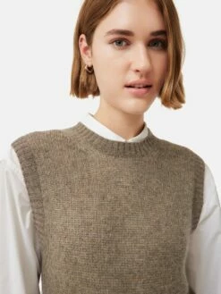 Cashmere Crew Neck Tank | Brown -Jigsaw Shop J47265 BR000 1