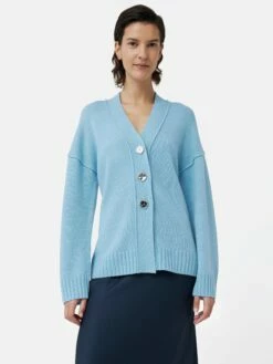 Metallic Button Cardigan | Blue