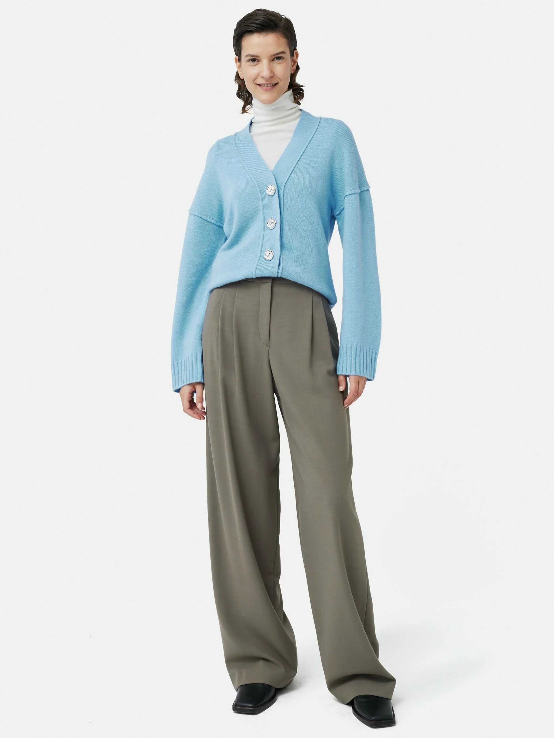 Metallic Button Cardigan | Blue 4 Metallic Button Cardigan | Blue - Image 4