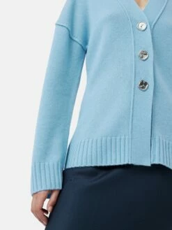 Metallic Button Cardigan | Blue 12 Metallic Button Cardigan | Blue -Jigsaw Shop J47276 BL000 7