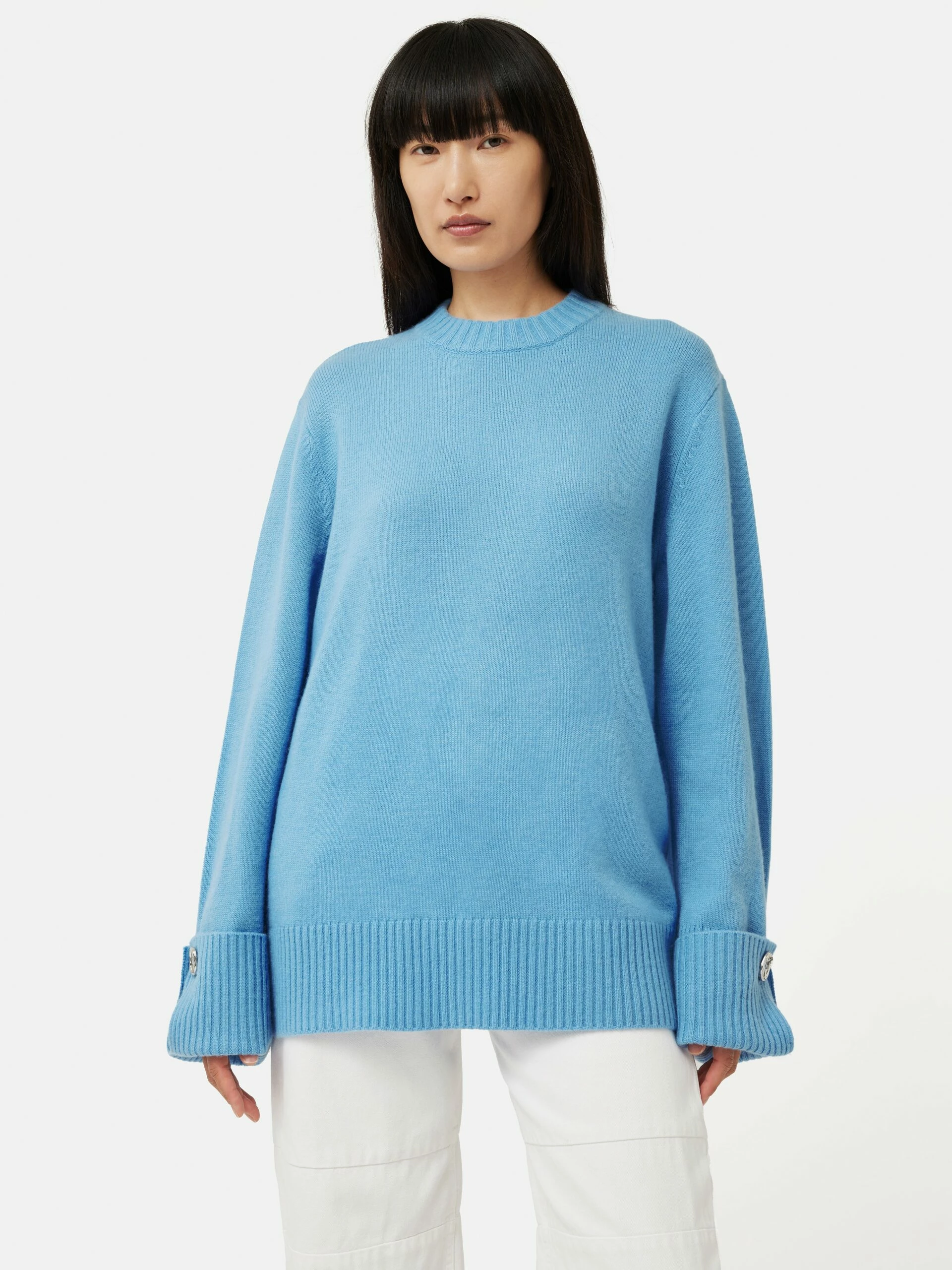 Button Detail Oversized Jumper | Blue 5 Button Detail Oversized Jumper | Blue - Image 5